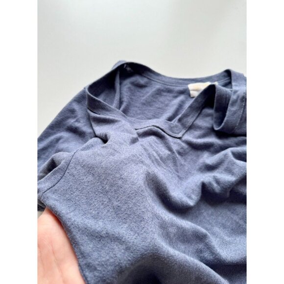 NATION LTD Nina Blue Slubbed Cotton Jersey V-Neck Vintage T-Shirt Top, Size L - Picture 7 of 10